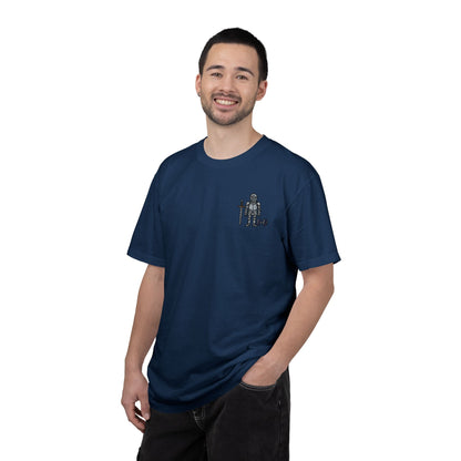 Medieval Armor Chest Embroidered T-Shirt — Sword & Dumbbell Gym Tee